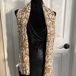 Michael Kors Brown and White Logo Scarf
